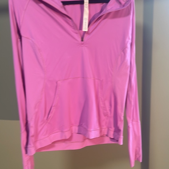 Lululemon Sleek Performance 1/2 Zip Hoodie pink womens size 12 - Picture 2 of 4